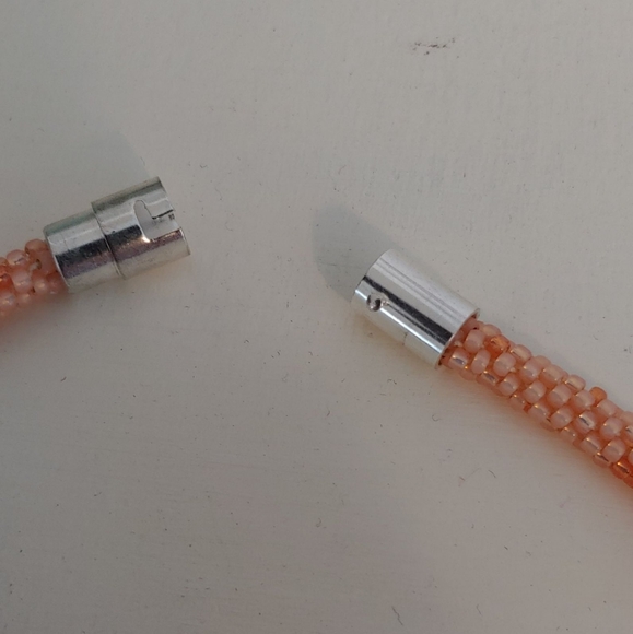 Handmade Beaded Choker- Peach Parfait 15 1/2 in. - Picture 5 of 5